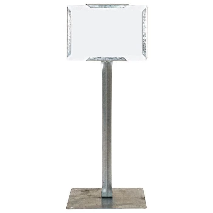 Galvanized Steel Sign Holder 7in X 5in With 7in X 7in Base And 12in Stand 1 Galvanized Steel Sign Holder 7in X 5in With 7in X 7in Base And 12in Stand