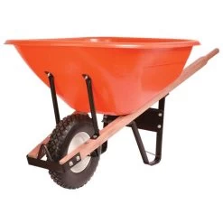 Leonard 8-Cubic-Foot Capacity Poly Tray Wheelbarrows With Narrow, Diamond Tread Tire