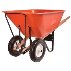 Leonard 2-Wheeled, 10-Cubic-Foot Capacity Poly Tray Wheelbarrows With Narrow, Diamond Tread Tires