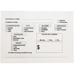 Pre-Printed Vinyl Sign Cards, 7-inch X 5-inch, With Plant Information, Pack Of 25