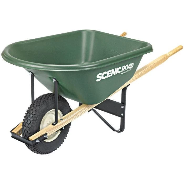 Scenic Lane 6 Cubic Foot Wheelbarrow Single Tire 1 Scenic Lane 6 Cubic Foot Wheelbarrow Single Tire