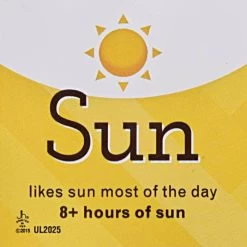 Sunlight Requirement Adhesive Labels, Sun, 4 In. X 2 In.