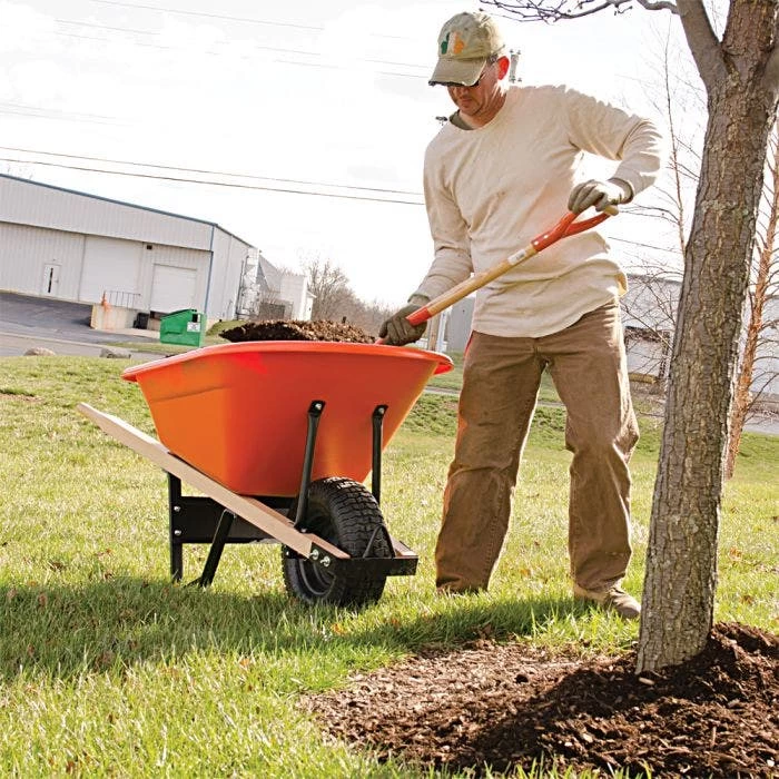 Leonard 6-Cubic-Foot Capacity Poly Tray Wheelbarrow With Pneumatic Tire 5 Leonard 6-Cubic-Foot Capacity Poly Tray Wheelbarrow With Pneumatic Tire - Image 5