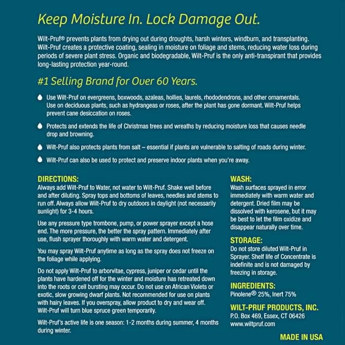 Wilt-Pruf Anti-Transpirant Plant Protection 1 Gallon Concentrate 2 Wilt-Pruf Anti-Transpirant Plant Protection 1 Gallon Concentrate - Image 2